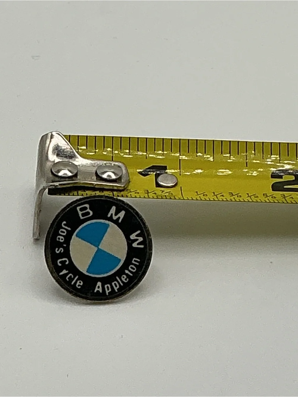 Vintage BMW Emblem Joe's Cycle Appleton Lapel Logo Tie Tack Pushback Pin